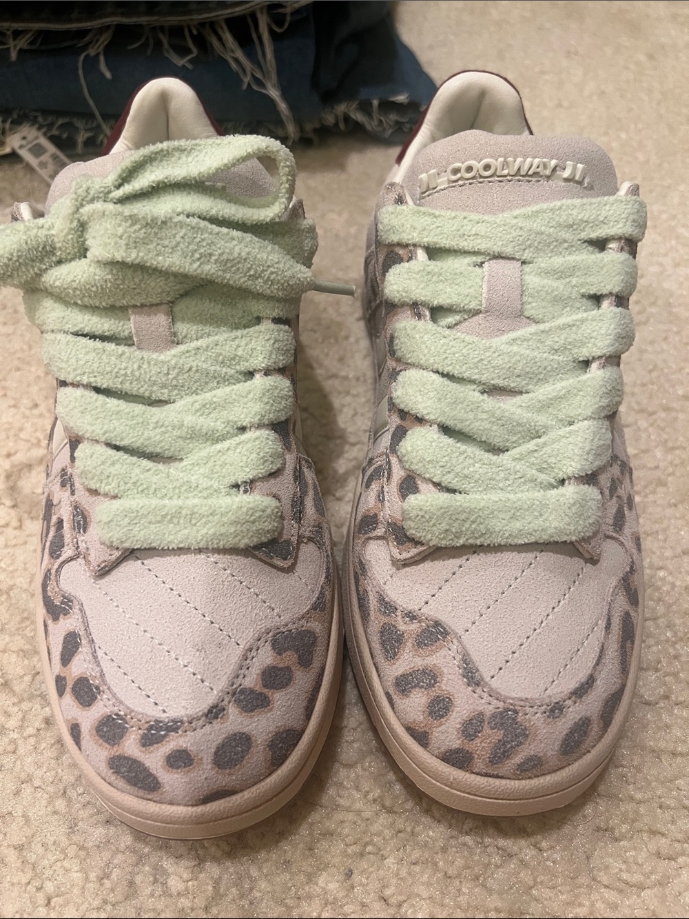 Coolway Women’s Sneakers with Mint Laces & Leopard Print
